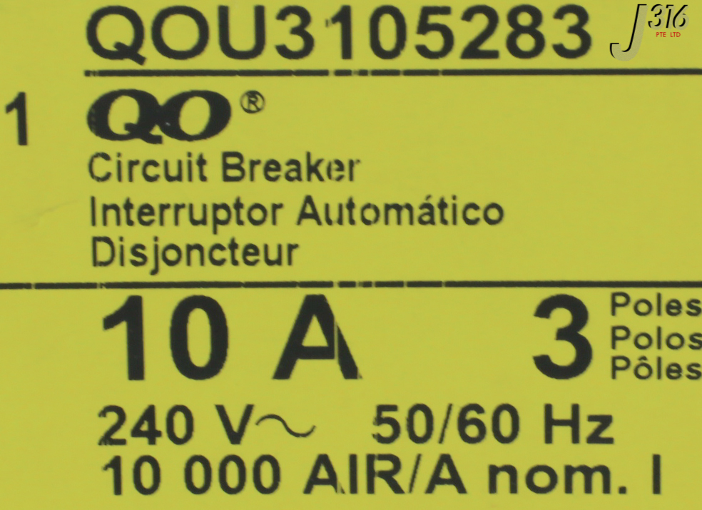27285 SQUARE D CIRCUIT BREAKER, 10A, 240V~50-60HZ (NEW) QOU3105283